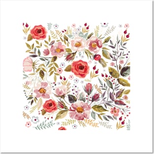 Watercolor floral pattern Posters and Art